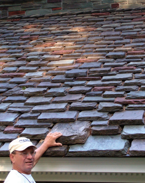 Styles of Slate Roof Installations: Staggered butt and mixed colors